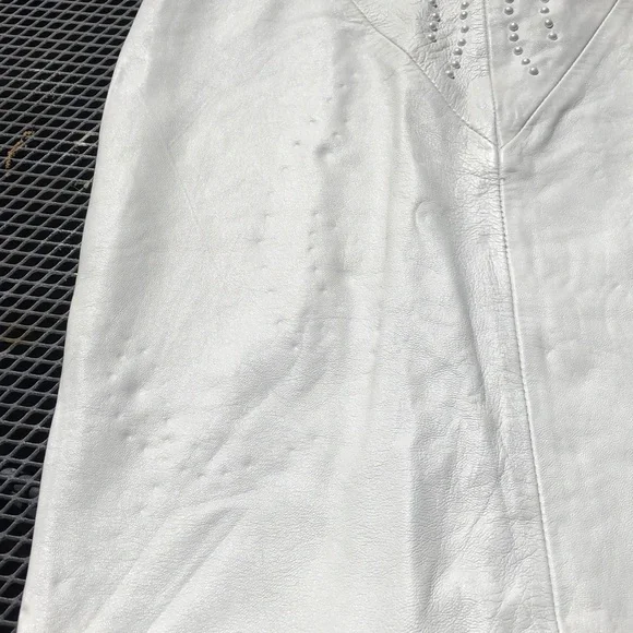 Vintage Positano Pelle S WhiteLeather StuddedDress - Picture 8 of 8